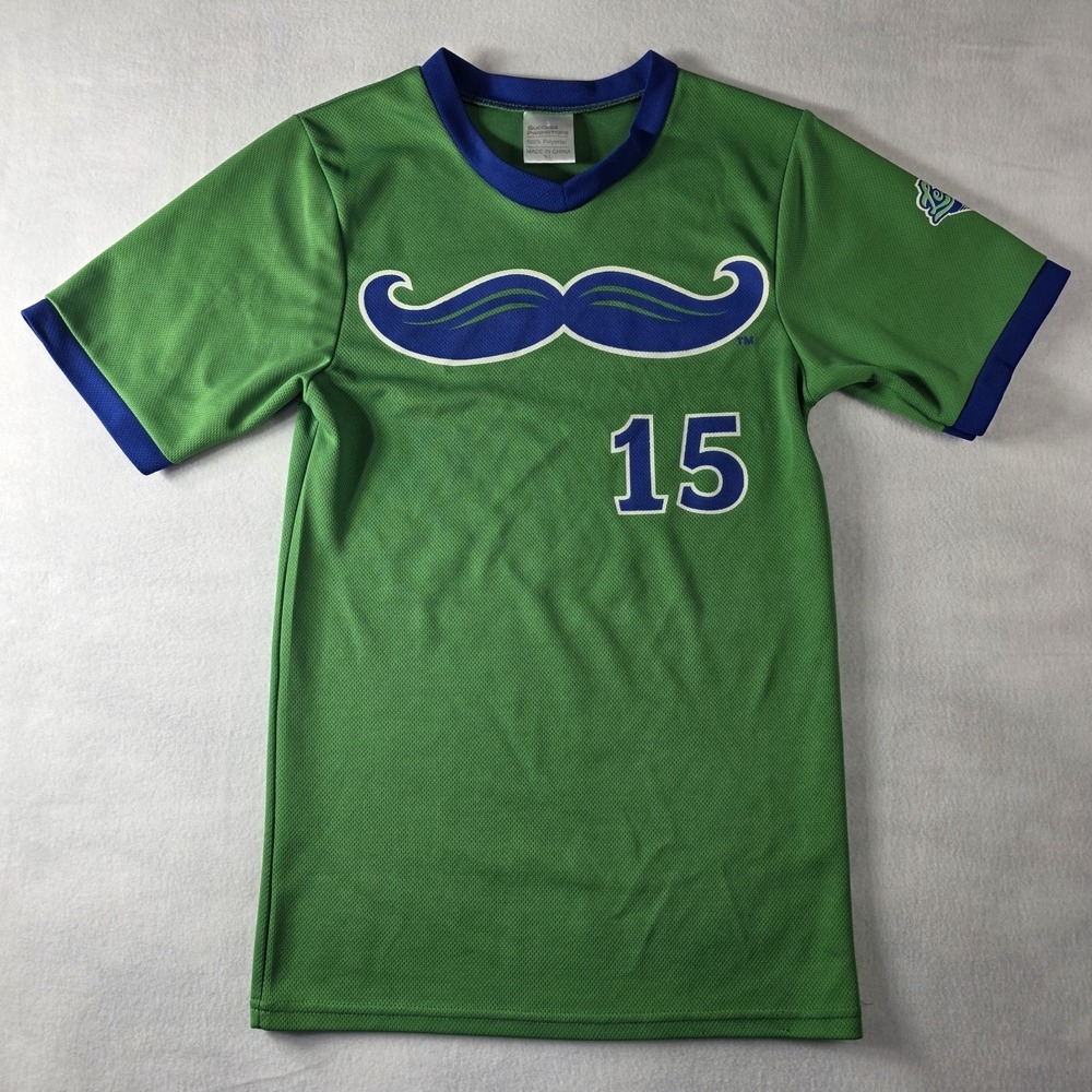 Lexington Legends Baseball Youth Sz L Jersey Shirt Green Front And Back